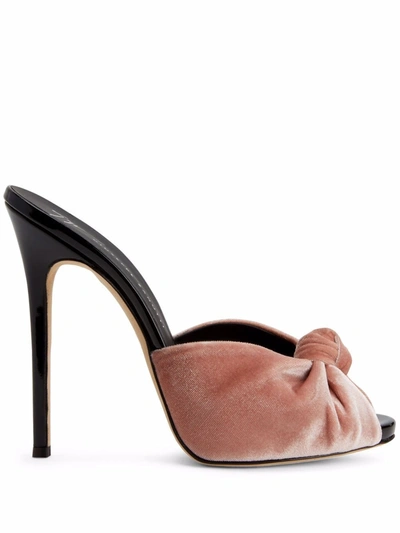 Shop Giuseppe Zanotti Bridget Velvet Sandals In Pink