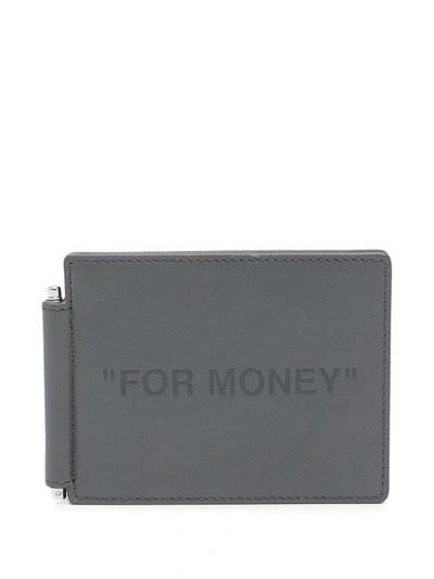 Shop Off-white For Money Debossed Cardholder In Grey