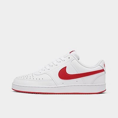 Shop Nike Men's Court Vision Low Casual Shoes In White/university Red