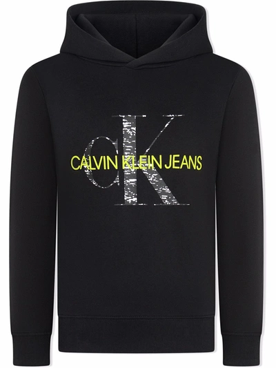 Shop Calvin Klein Logo-print Pullover Hoodie In Black