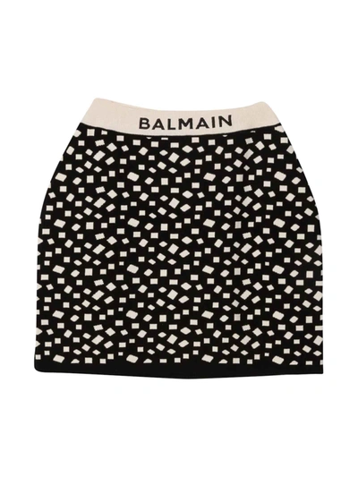 Shop Balmain Black And Beige Skirt In Nero/beige