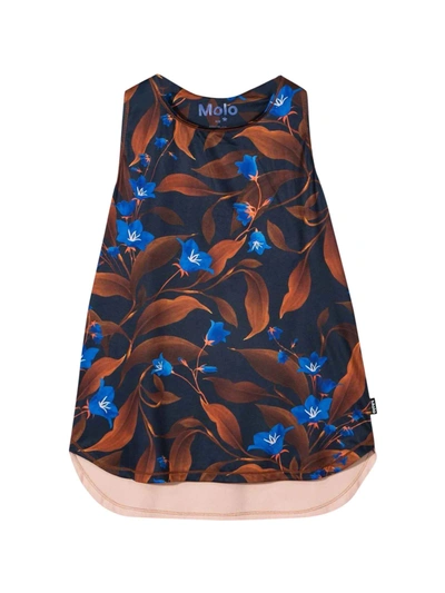 Shop Molo Sleeveless Blouse With Floral Print In Blu