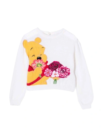 Shop Monnalisa Winne-the-pooh White Sweater In Bianco