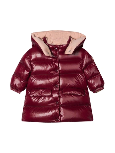 Shop Moncler Enfant Baby Girl Dark Red Down Jacket In Rosso