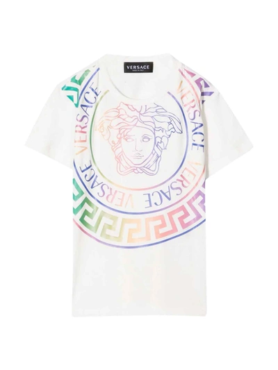 Shop Versace White T-shirt With Multicolor Print Kids