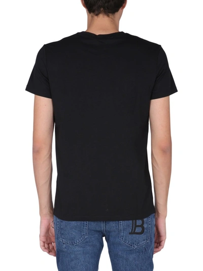 Shop Balmain T-shirt With Flocked Logo In Black