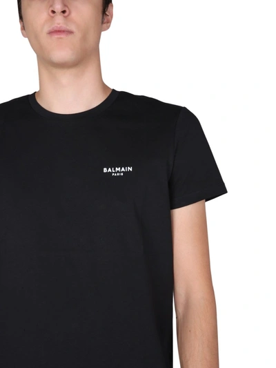 Shop Balmain T-shirt With Flocked Logo In Black