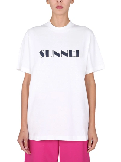 Shop Sunnei X Eleonora Bonucci T-shirt With Logo Unisex In White