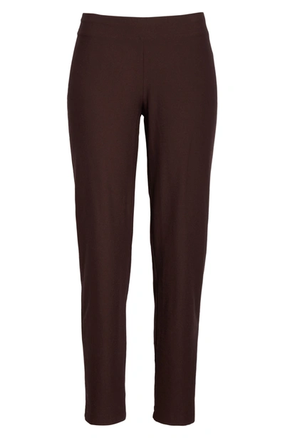 Shop Eileen Fisher Stretch Crepe Slim Ankle Pants In Cassis