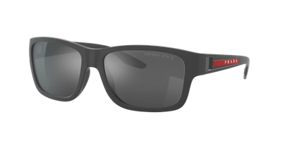 Shop Prada Linea Rossa Man Sunglasses Ps 01ws In Dark Grey Mirror Silver Polar