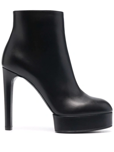 Shop Casadei Leather Ankle Boots In Schwarz