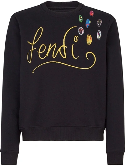 Shop Fendi Logo-embroidered Sweatshirt In Schwarz