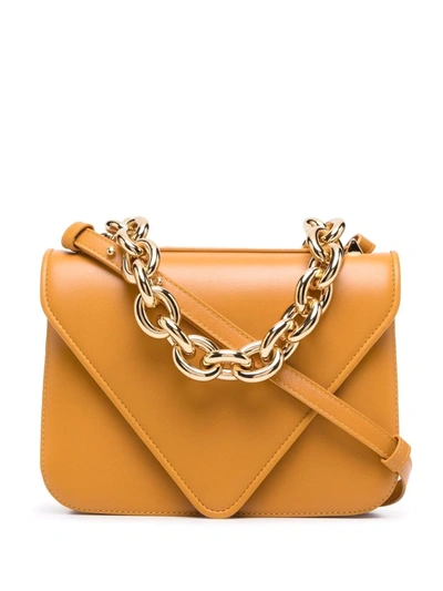 Shop Bottega Veneta Mount Leather Crossbody Bag In Gelb