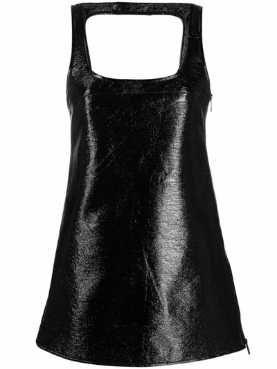 Shop Courrèges Sleeveless Vinyl Mini Dress In Schwarz