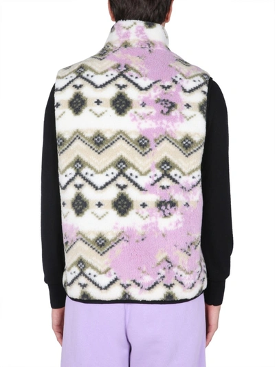 Shop Msgm Fleece Sherpa Vest In Multicolour