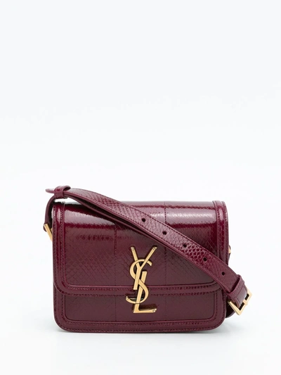 Shop Saint Laurent Solferino Snakeskin Shoulder Bag In Red