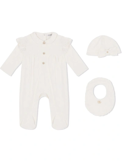 Shop Dolce & Gabbana Interlock Babygrow Set In White