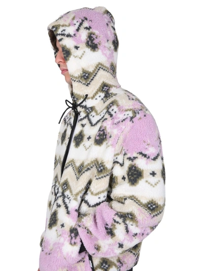 Shop Msgm Fleece Sherpa Jacket In Multicolour