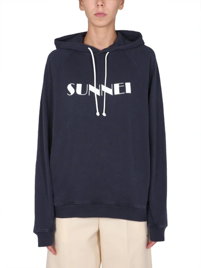 Shop Sunnei X Eleonora Bonucci Sweatshirt With Logo Print Unisex In Blue