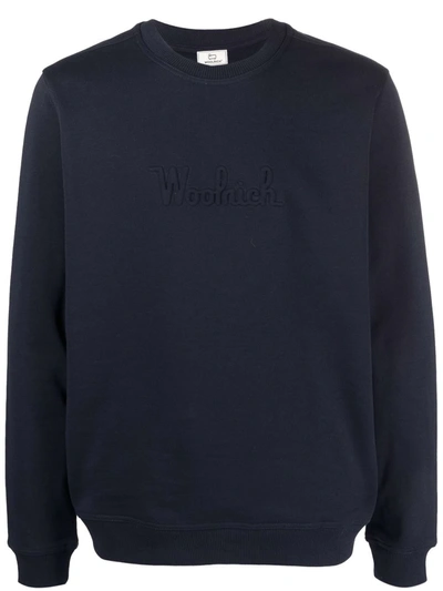 Shop Woolrich Logo-embroidered Sweatshirt In 蓝色