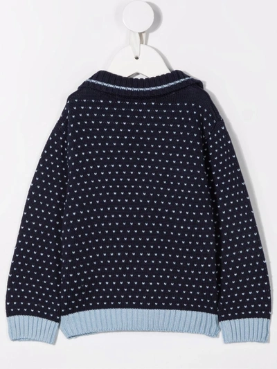 Shop Fendi Intarsia-knit Buttoned Cardigan In 蓝色