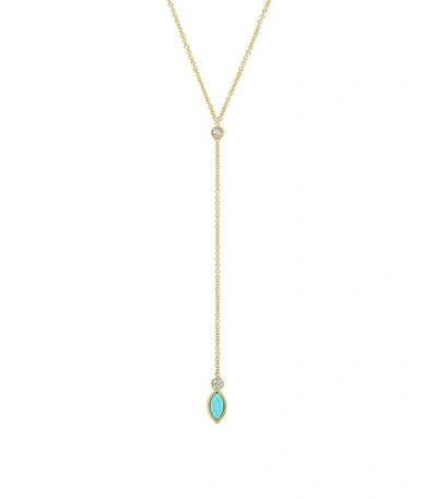 Shop Jennifer Meyer 18k Yellow Gold Diamond Bezel With Turquoise Marquise Lariat Necklace