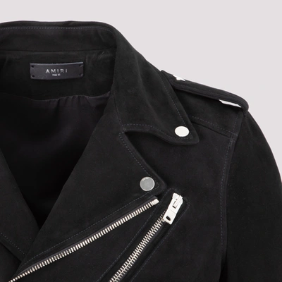 Shop Amiri Perfecto Leather Biker Jacket In Black