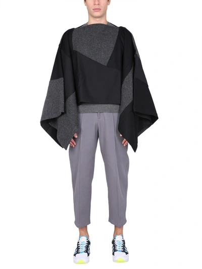 Shop Comme Des Garçons Shirt Patchwork Cape In Nero