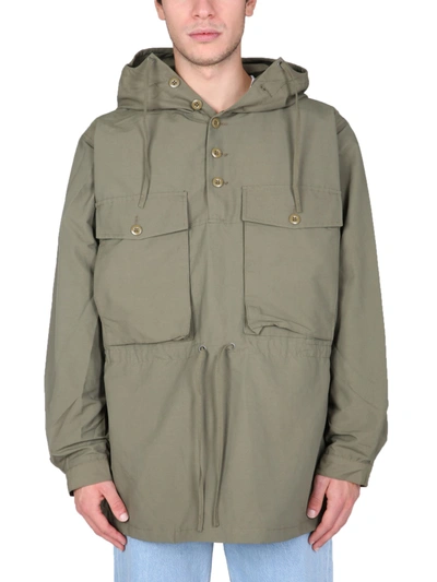 Shop Nigel Cabourn Track Smock Army Jacket In Militare