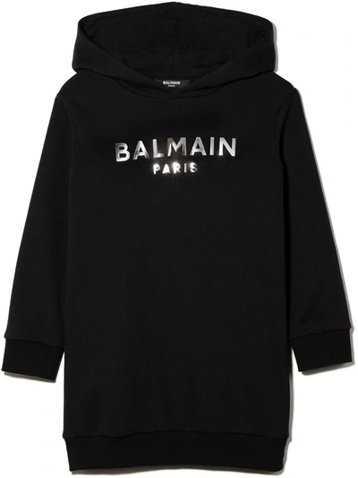 Shop Balmain Dress With Print In Black