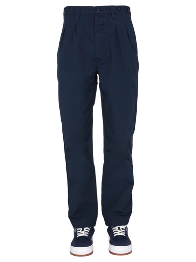 Shop Nigel Cabourn Oversize Fit Trousers In Blu