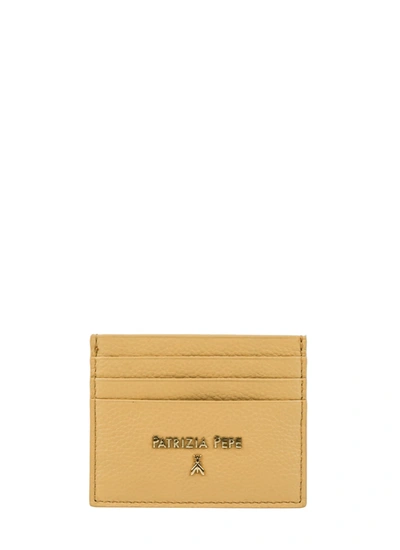 Shop Patrizia Pepe Leather Card Holder In Beige