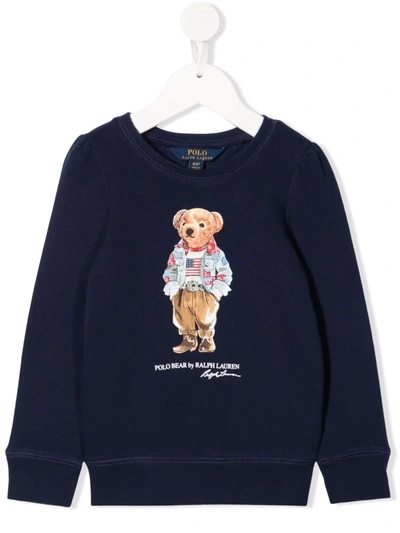 Shop Ralph Lauren Teddy Bear Sweatshirt In Blue