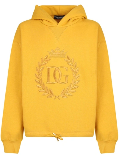 Shop Dolce & Gabbana Cotton Blend Sweatshirt In Yellow