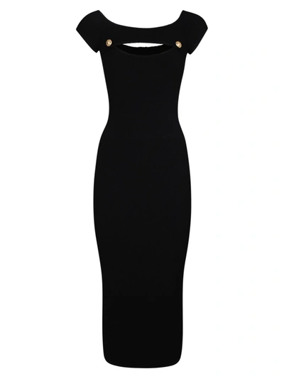 Shop Balmain Cutout Knit Dress In Black