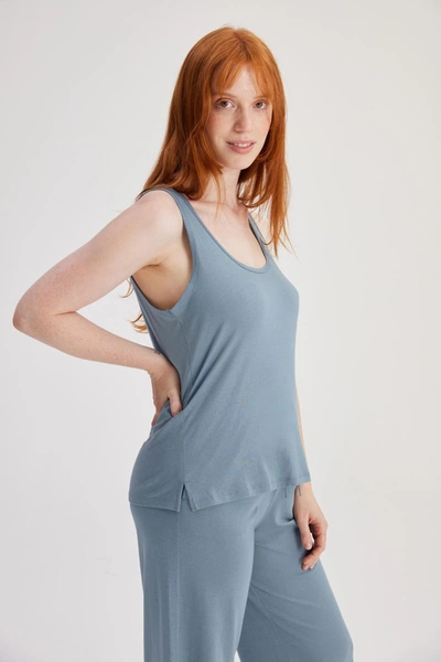Shop Girlfriend Collective Moonstone Twilight Tank In Blue