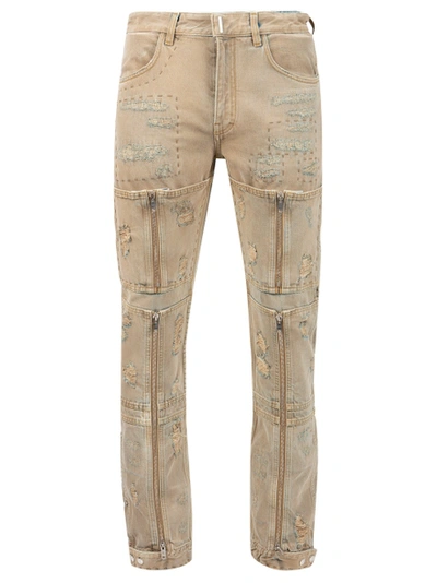 Shop Givenchy Straight Multi-zipped Pocket Jean Beige