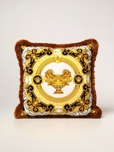 Shop Versace Home Cushion With Baroque Print In Gold