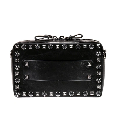 Shop Valentino Guitar Rockstud Rolling Noir Satchel With Studs And Stones In Black