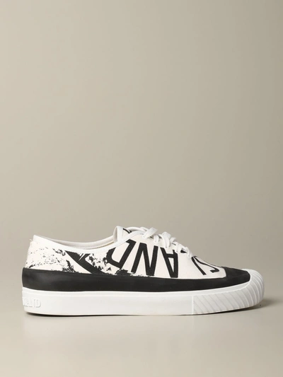 Shop Stone Island Sneakers In Printed Canvas In Black