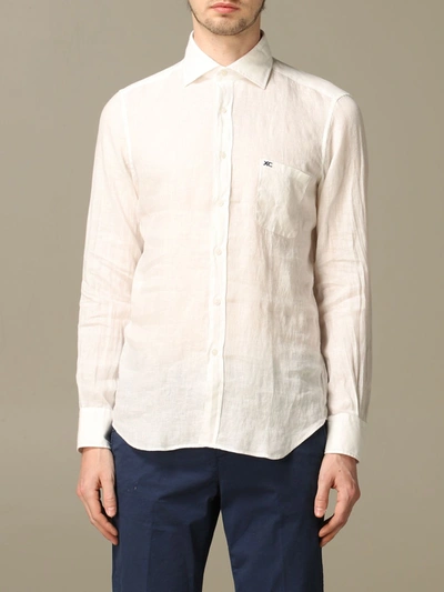 Shop Xc Linen Shirt With Italian Collar In White