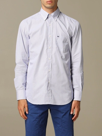 Shop Xc Shirt In Micro-check Washed Cotton In Gnawed Blue