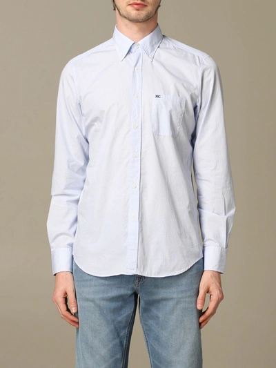 Shop Xc Shirt In Micro-check Washed Cotton In Gnawed Blue