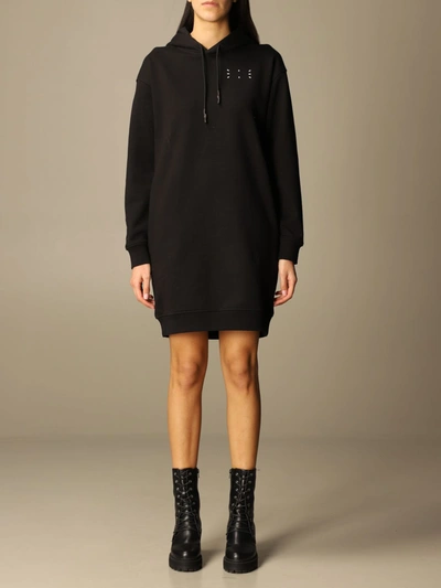 Shop Mcq By Alexander Mcqueen Ic-0 By Mcq Sweatshirt Dress In Cotton With Logo In Black