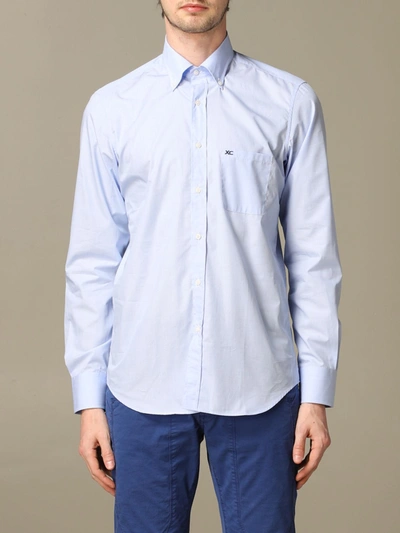 Shop Xc Slim Fit Shirt With Button Down Collar In Sky Blue