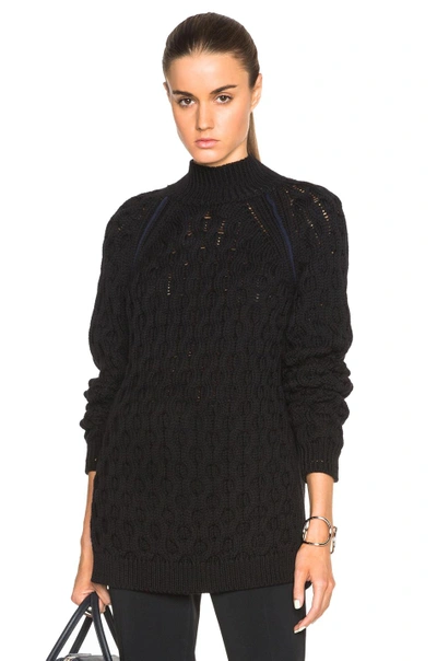 Shop Mugler Cable Knit Open Back Sweater In Black