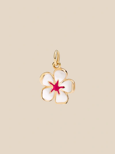 Shop Dodo Cherry Blossom Charm In 9 Kt Rose Gold And White Enamel