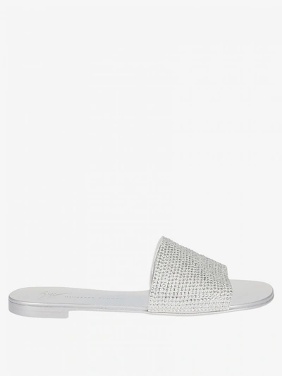 Shop Giuseppe Zanotti Design Sandal With Rhinestones In White