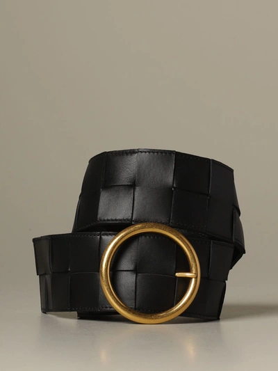 Shop Bottega Veneta Belt In Woven Nappa In Black
