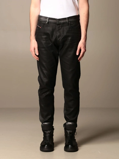 Shop Diesel Jeans In Coated Denim In Black